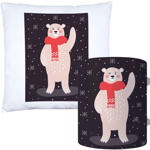 ŚWIĄTECZNY KOMPLET PODUSZKA I KUBEK Z DRUKIEM NA ŚWIĘTA MIKOŁAJA PREZENT