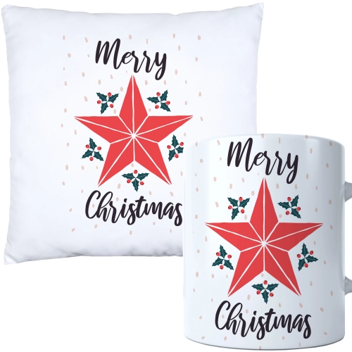 ŚWIĄTECZNY KOMPLET PODUSZKA I KUBEK Z DRUKIEM NA ŚWIĘTA MIKOŁAJA PREZENT