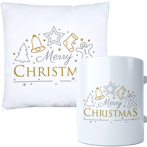 ŚWIĄTECZNY KOMPLET PODUSZKA I KUBEK Z DRUKIEM NA ŚWIĘTA MIKOŁAJA PREZENT