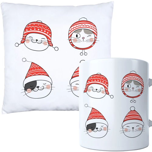 ŚWIĄTECZNY KOMPLET PODUSZKA I KUBEK Z DRUKIEM NA ŚWIĘTA MIKOŁAJA PREZENT