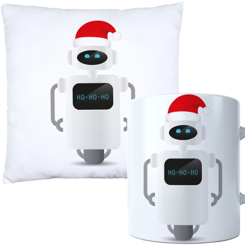 ŚWIĄTECZNY KOMPLET PODUSZKA I KUBEK Z DRUKIEM NA ŚWIĘTA MIKOŁAJA PREZENT