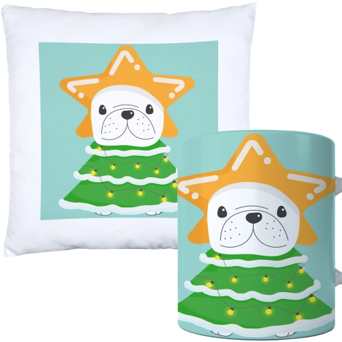 ŚWIĄTECZNY KOMPLET PODUSZKA I KUBEK Z DRUKIEM NA ŚWIĘTA MIKOŁAJA PREZENT