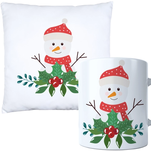 ŚWIĄTECZNY KOMPLET PODUSZKA I KUBEK Z DRUKIEM NA ŚWIĘTA MIKOŁAJA PREZENT