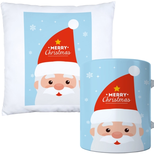 ŚWIĄTECZNY KOMPLET PODUSZKA I KUBEK Z DRUKIEM NA ŚWIĘTA MIKOŁAJA PREZENT