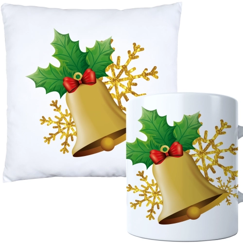 ŚWIĄTECZNY KOMPLET PODUSZKA I KUBEK Z DRUKIEM NA ŚWIĘTA MIKOŁAJA PREZENT