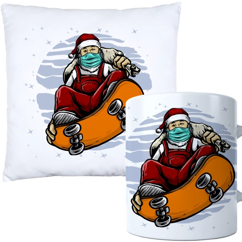 ŚWIĄTECZNY KOMPLET PODUSZKA I KUBEK Z DRUKIEM NA ŚWIĘTA MIKOŁAJA PREZENT