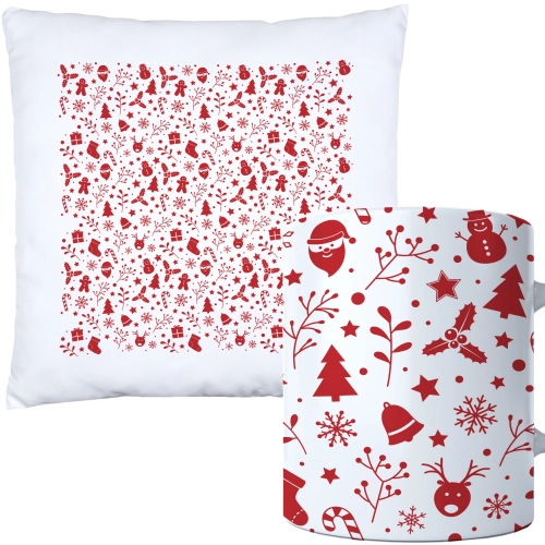 ŚWIĄTECZNY KOMPLET PODUSZKA I KUBEK Z DRUKIEM NA ŚWIĘTA MIKOŁAJA PREZENT