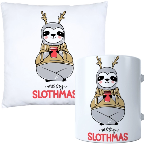 ŚWIĄTECZNY KOMPLET PODUSZKA I KUBEK Z DRUKIEM NA ŚWIĘTA MIKOŁAJA PREZENT