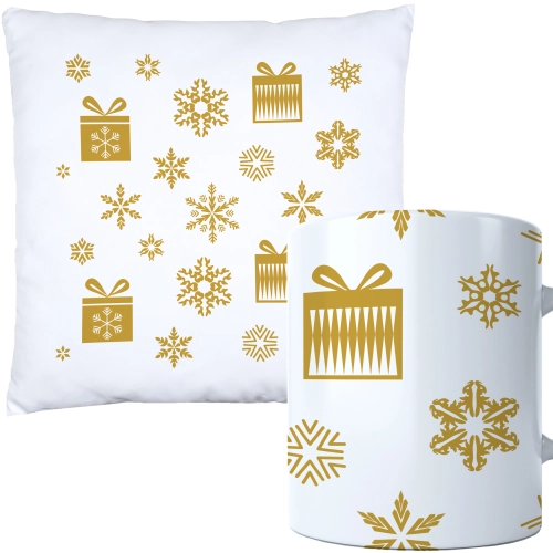 ŚWIĄTECZNY KOMPLET PODUSZKA I KUBEK Z DRUKIEM NA ŚWIĘTA MIKOŁAJA PREZENT