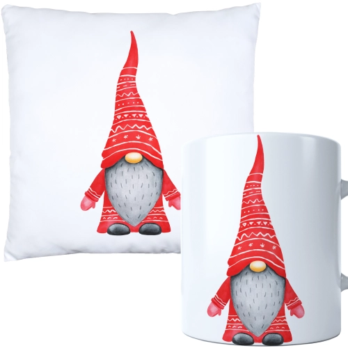 ŚWIĄTECZNY KOMPLET PODUSZKA I KUBEK Z DRUKIEM NA ŚWIĘTA MIKOŁAJA PREZENT