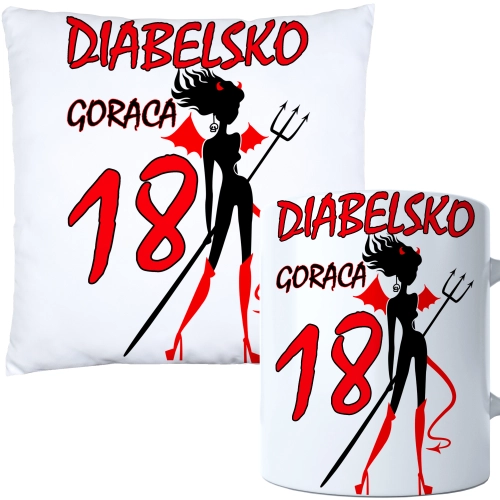 KOMPLET PODUSZKA KUBEK NA 18 URODZINY PREZENT