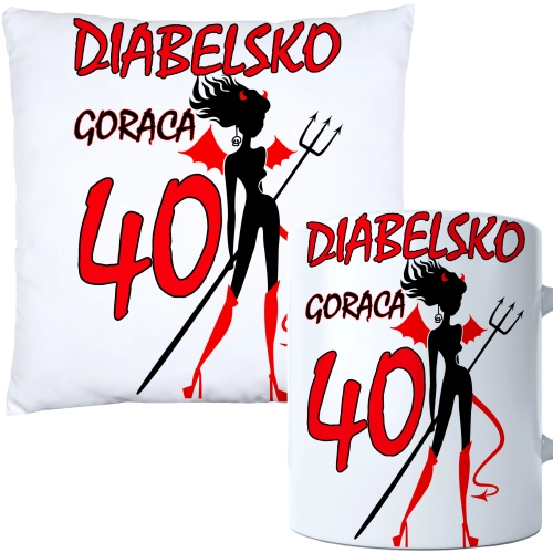 KOMPLET PODUSZKA KUBEK NA 40 URODZINY PREZENT