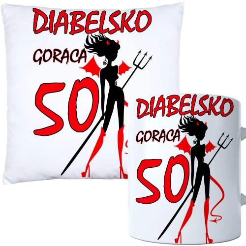 KOMPLET PODUSZKA KUBEK NA 50 URODZINY PREZENT