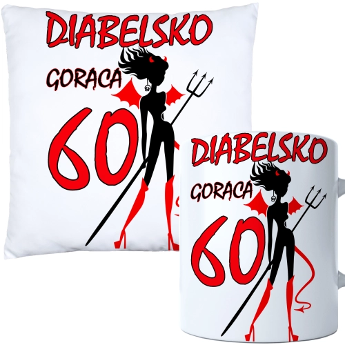 KOMPLET PODUSZKA KUBEK NA 60 URODZINY PREZENT