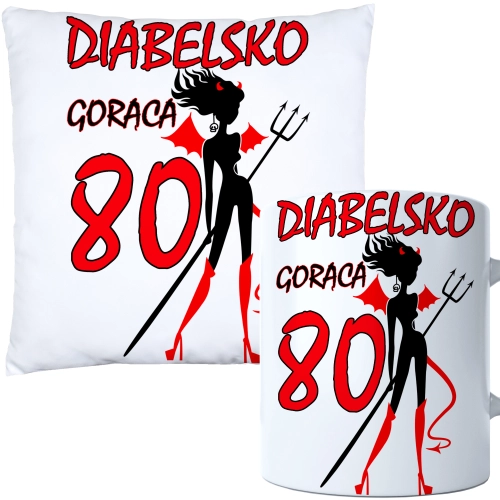 KOMPLET PODUSZKA KUBEK NA 80 URODZINY PREZENT