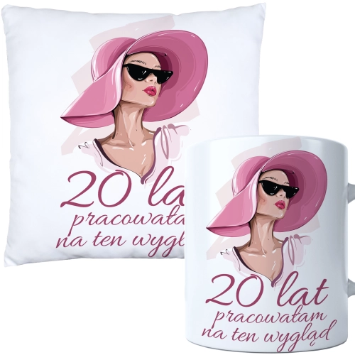 KOMPLET PODUSZKA KUBEK NA 20 URODZINY PREZENT