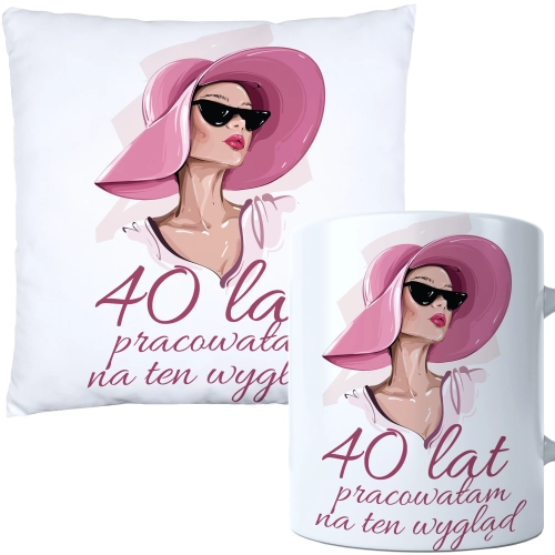 KOMPLET PODUSZKA KUBEK NA 40 URODZINY PREZENT