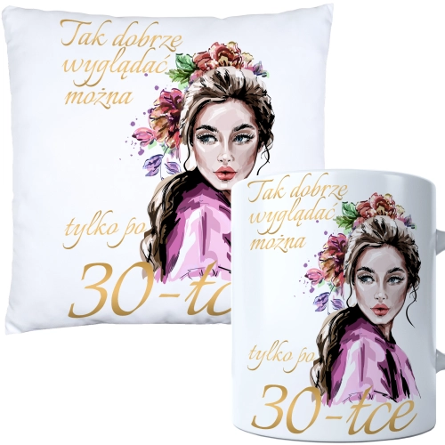 KOMPLET PODUSZKA KUBEK NA 30 URODZINY PREZENT