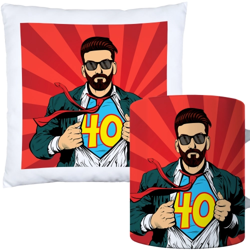KOMPLET PODUSZKA KUBEK NA 40 URODZINY PREZENT