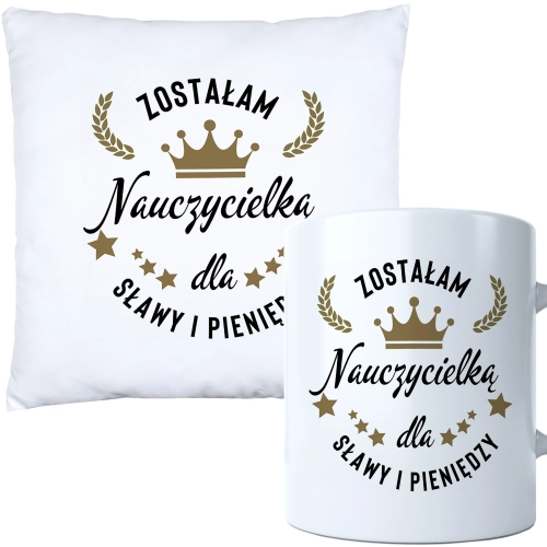 KOMPLET PODUSZKA KUBEK DZIEŃ NAUCZYCIEL WYCHOWAWCA