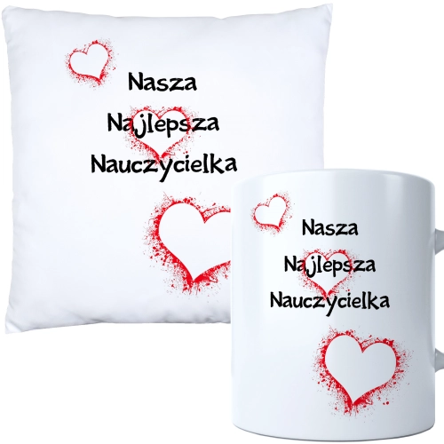 KOMPLET PODUSZKA KUBEK DZIEŃ NAUCZYCIEL WYCHOWAWCA