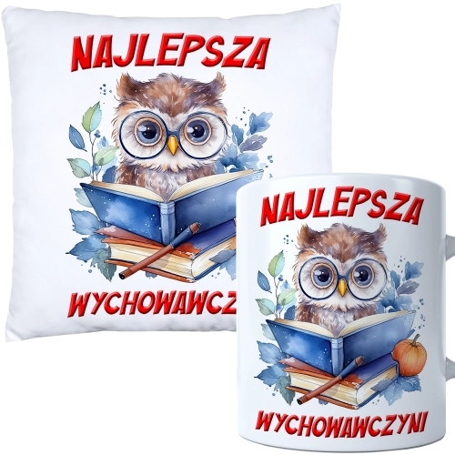 KOMPLET PODUSZKA KUBEK DZIEŃ NAUCZYCIEL WYCHOWAWCA