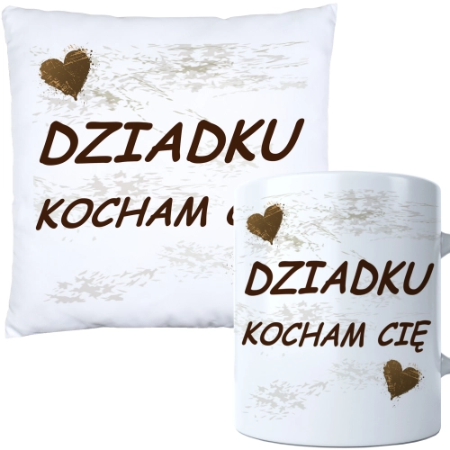 KOMPLET PREZENT DLA DZIADKA PODUSZKA 40x40 KUBEK 330ml DZIADEK ZESTAW