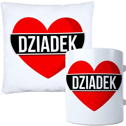 KOMPLET PREZENT DLA DZIADKA PODUSZKA 40x40 KUBEK 330ml DZIADEK ZESTAW