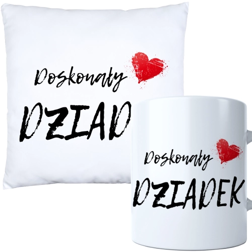 KOMPLET PREZENT DLA DZIADKA PODUSZKA 40x40 KUBEK 330ml DZIADEK ZESTAW