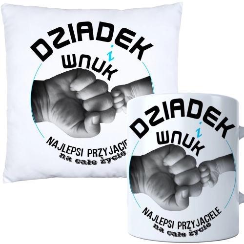 KOMPLET PREZENT DLA DZIADKA PODUSZKA 40x40 KUBEK 330ml DZIADEK ZESTAW