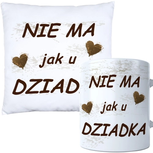 KOMPLET PREZENT DLA DZIADKA PODUSZKA 40x40 KUBEK 330ml DZIADEK ZESTAW