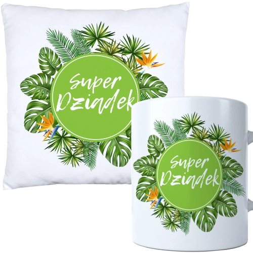 KOMPLET PREZENT DLA DZIADKA PODUSZKA 40x40 KUBEK 330ml DZIADEK ZESTAW