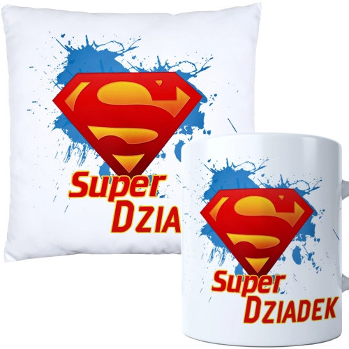 KOMPLET PREZENT DLA DZIADKA PODUSZKA 40x40 KUBEK 330ml DZIADEK ZESTAW