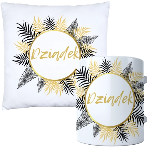 KOMPLET PREZENT DLA DZIADKA PODUSZKA 40x40 KUBEK 330ml DZIADEK ZESTAW