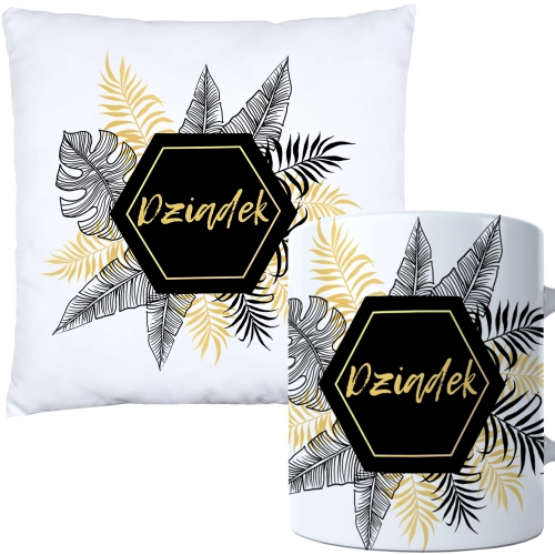 KOMPLET PREZENT DLA DZIADKA PODUSZKA 40x40 KUBEK 330ml DZIADEK ZESTAW