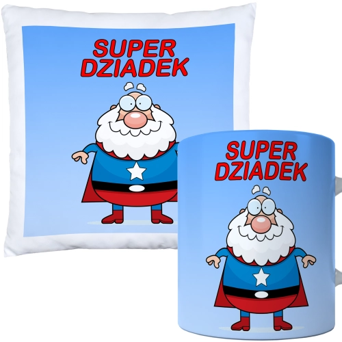 KOMPLET PREZENT DLA DZIADKA PODUSZKA 40x40 KUBEK 330ml DZIADEK ZESTAW