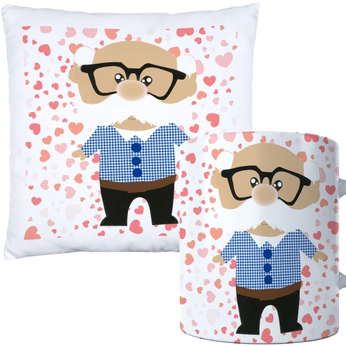 KOMPLET PREZENT DLA DZIADKA PODUSZKA 40x40 KUBEK 330ml DZIADEK ZESTAW