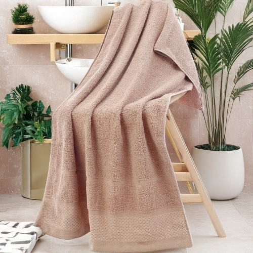 GRUBY RĘCZNIK KĄPIELOWY AURA 50x100 cm PREMIUM Z BORDIURĄ CHŁONNY BEŻOWY