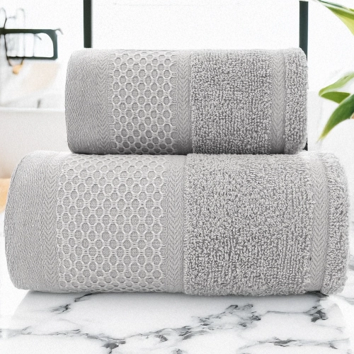 KOMPLET RĘCZNIKÓW AURA 70x140 + 50x100 Z BORDIURĄ BARDZO CHŁONNE BAWEŁNA