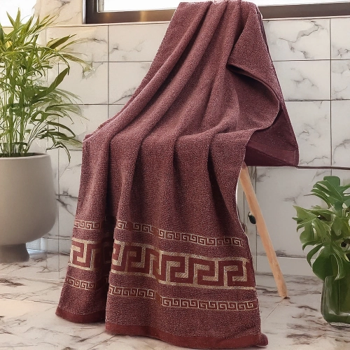 GRUBY RĘCZNIK KĄPIELOWY AURELIA 50x100 cm PREMIUM Z BORDIURĄ CHŁONNY BRĄZ