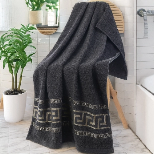 GRUBY RĘCZNIK KĄPIELOWY AURELIA 50x100 cm PREMIUM Z BORDIURĄ CHŁONNY BRĄZ