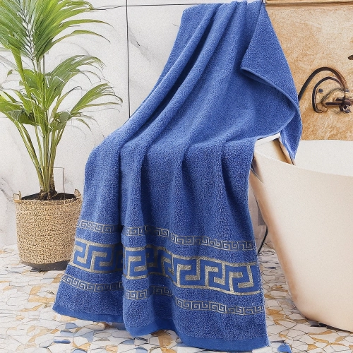 GRUBY RĘCZNIK KĄPIELOWY AURELIA 70x140cm PREMIUM Z BORDIURĄ NIEBIESKI