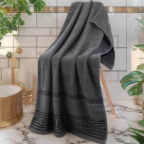 GRUBY RĘCZNIK KĄPIELOWY CLARA 70x140 cm PREMIUM Z BORDIURĄ CHŁONNY GRAFIT