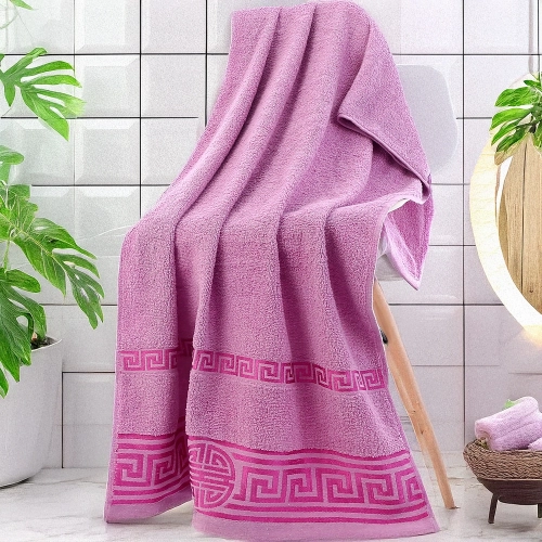 GRUBY RĘCZNIK KĄPIELOWY CLARA 50x100 cm PREMIUM Z BORDIURĄ CHŁONNY RÓŻ