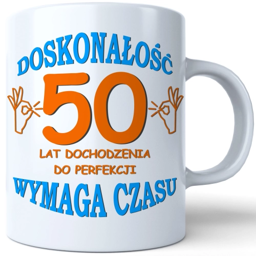 SUPER KUBEK NA PREZENT URODZINY 50 PIĘĆDZIESIĄTKĘ