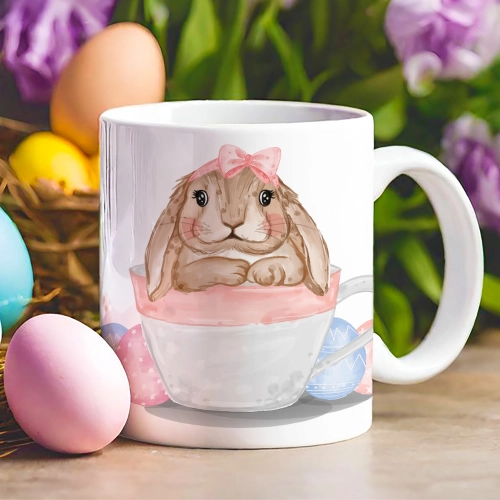 WIELKANOCNY KUBEK 330ml NA PREZENT ZAJĄC ZAJĄCZEK KRÓLIK PISANKA ŚWIĄTECZNY