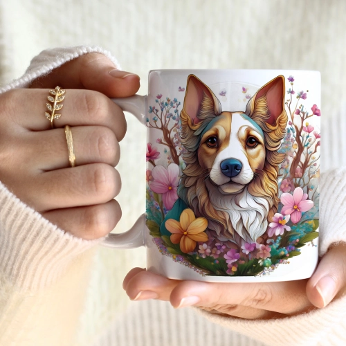 WIOSENNY WIELKANOCNY KUBEK 330ml NA PREZENT KAWĘ HERBATĘ WIOSNA PIES