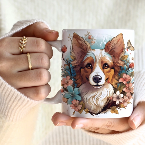 WIOSENNY WIELKANOCNY KUBEK 330ml NA PREZENT KAWĘ HERBATĘ WIOSNA PIES