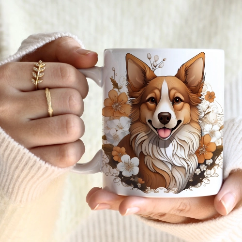 WIOSENNY WIELKANOCNY KUBEK 330ml NA PREZENT KAWĘ HERBATĘ WIOSNA PIES