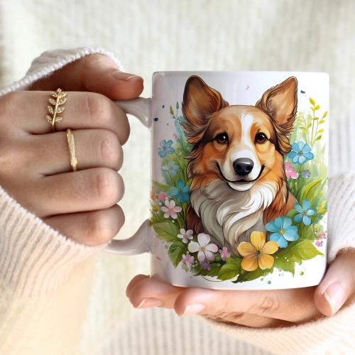 WIOSENNY WIELKANOCNY KUBEK 330ml NA PREZENT KAWĘ HERBATĘ WIOSNA PIES